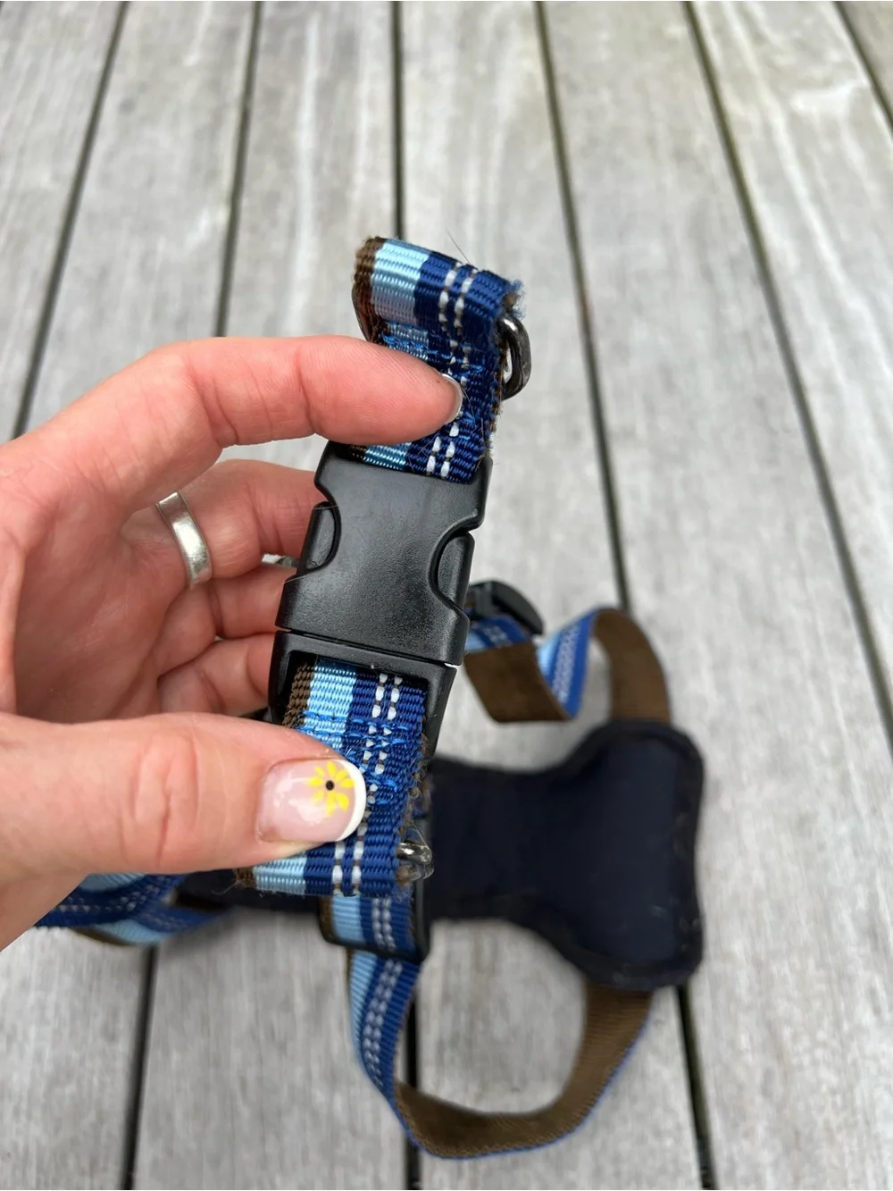 💙🖤Dog Harness Blue and Black Striped high quality